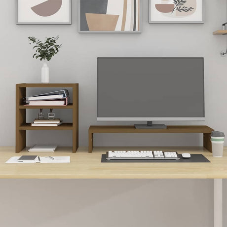 Vidaxxl support pour écran 81x20x30 cm pin massif marron miel