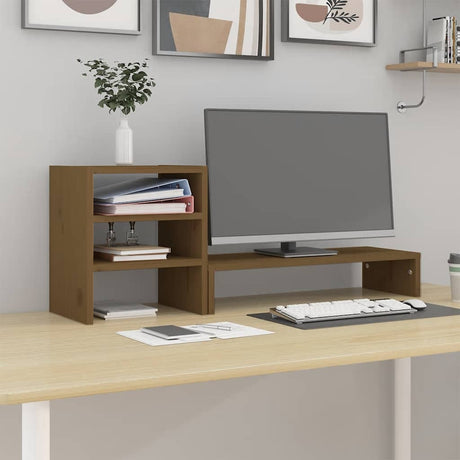 Vidaxxl support pour écran 81x20x30 cm pin massif marron miel