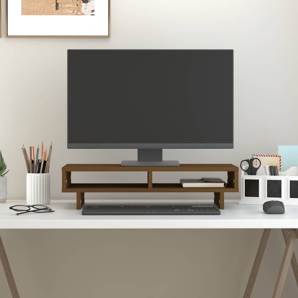 Vidaxxl support pour écran 60x27x14 cm pin massif marron miel