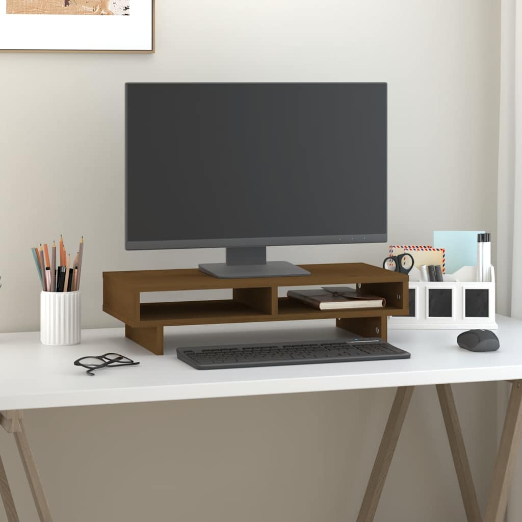 Vidaxxl support pour écran 60x27x14 cm pin massif marron miel
