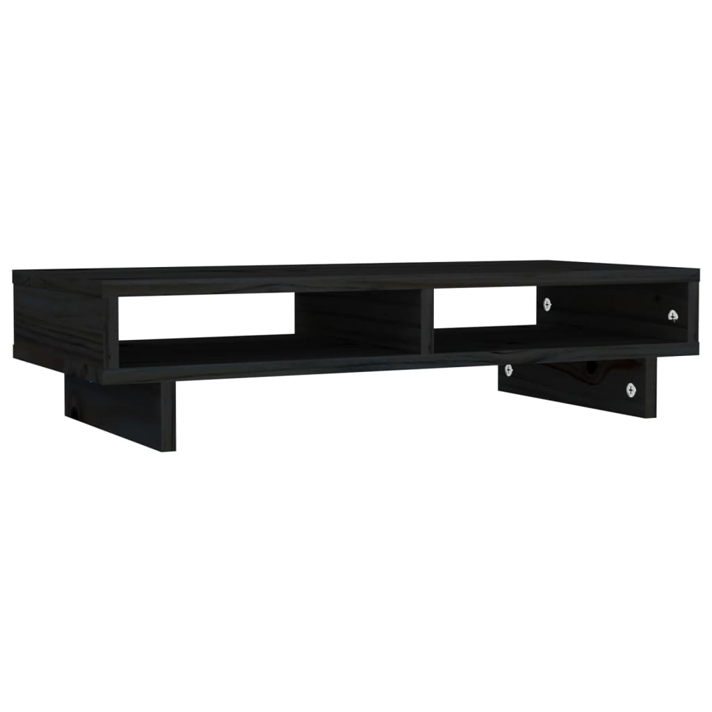 VidaXL Support pour moniteur 60x27x14 cm bois de pin massif noir