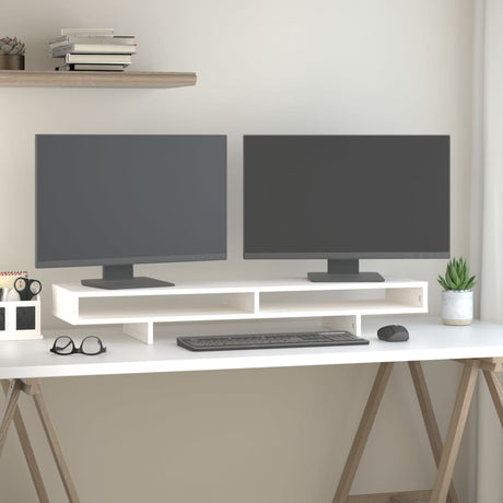 VidaXL support pour moniteur 100x27x14 cm bois de pin massif blanc
