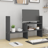 Vidaxxl support pour écran (39-72)x17x43 cm bois de pin massif gris