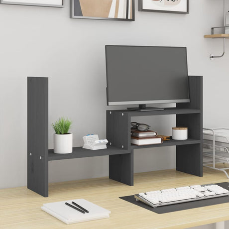 Vidaxxl support pour écran (39-72)x17x43 cm bois de pin massif gris