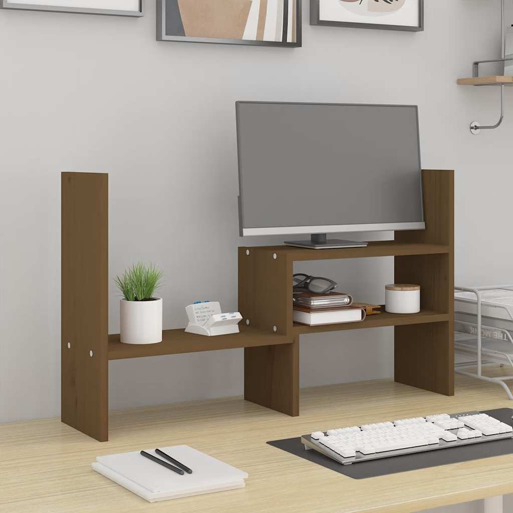 Vidaxxl support pour écran (39-72)x17x43 cm pin marron miel