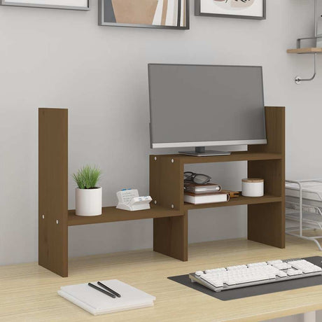 Vidaxxl support pour écran (39-72)x17x43 cm pin marron miel