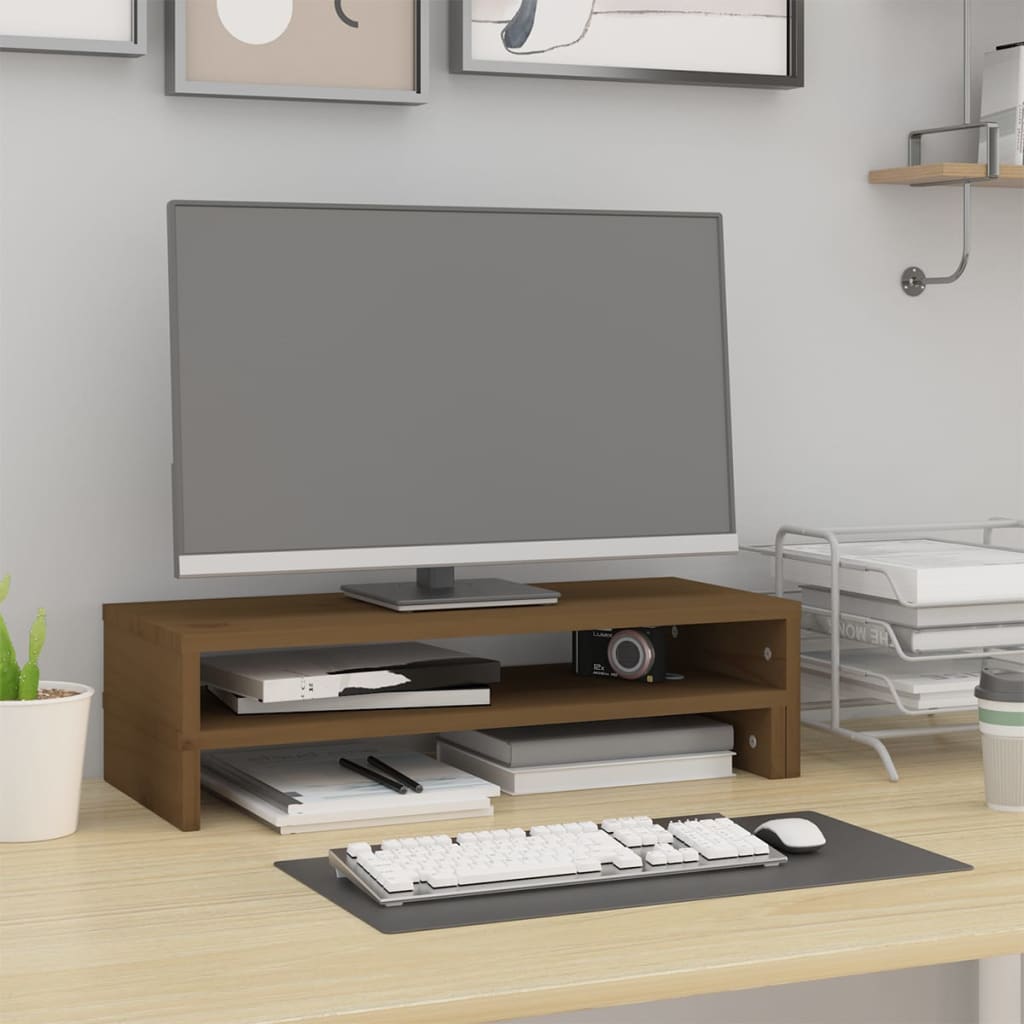 VidaXL Support pour moniteur (52-101)x22x14 cm pin brun miel