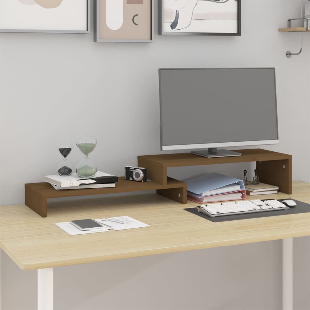 VidaXL Support pour moniteur (52-101)x22x14 cm pin brun miel