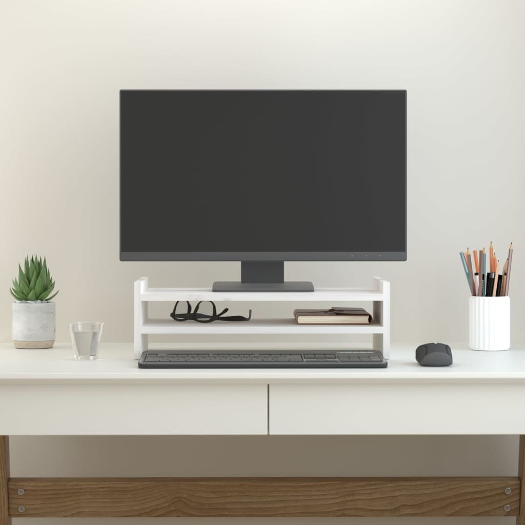 Vidaxl Monitor står 50x27x15 cm Solid Pine White