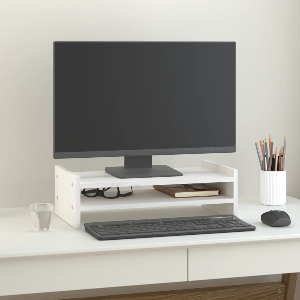 Vidaxl Monitor står 50x27x15 cm Solid Pine White