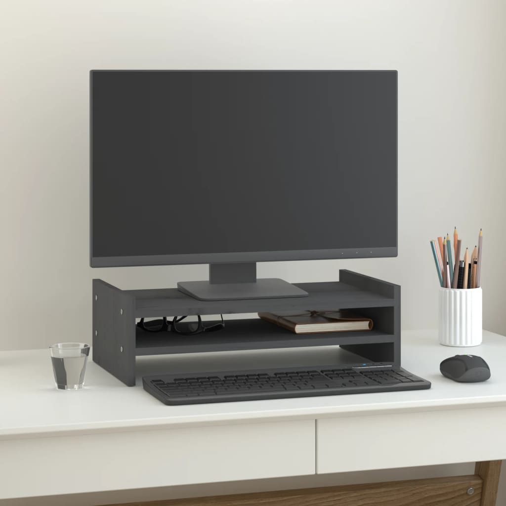 Vidaxx support pour moniteur 50x27x15 cm bois de pin massif gris