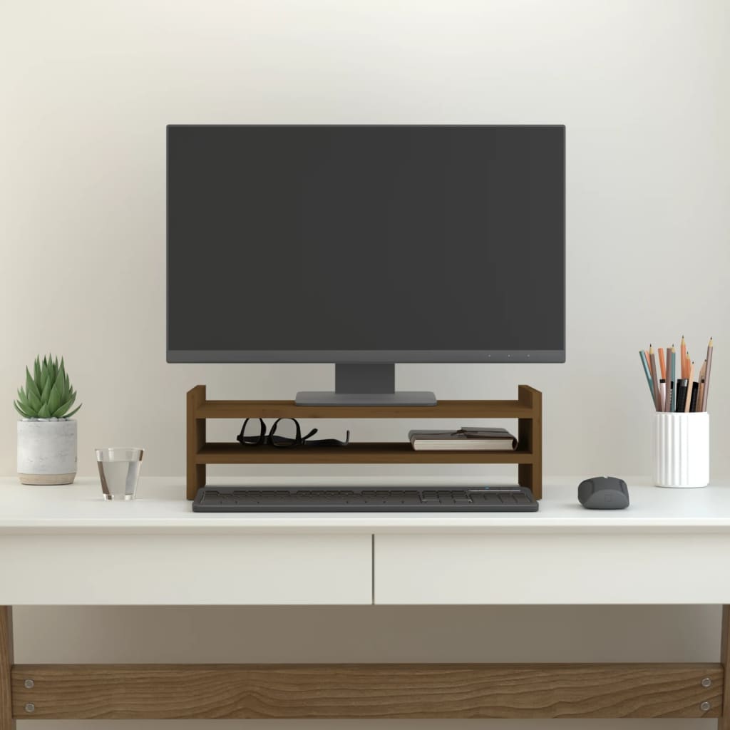 Vidaxxl support pour écran 50x27x15 cm pin massif marron miel