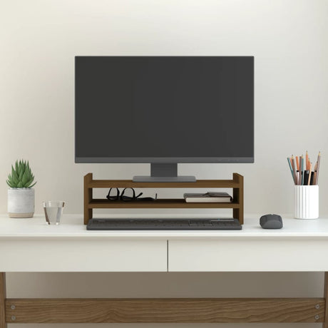 Vidaxxl support pour écran 50x27x15 cm pin massif marron miel