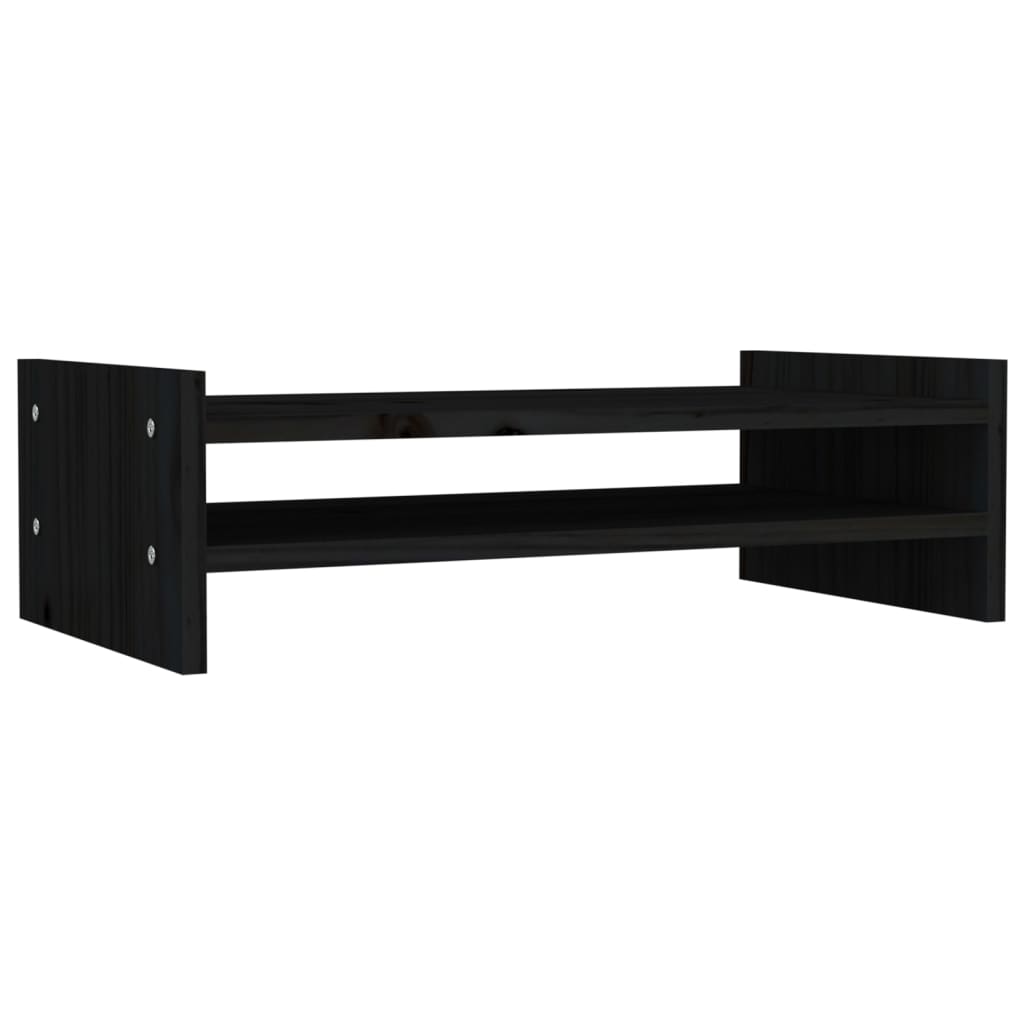 VidaXL support pour moniteur 50x27x15 cm bois de pin massif noir