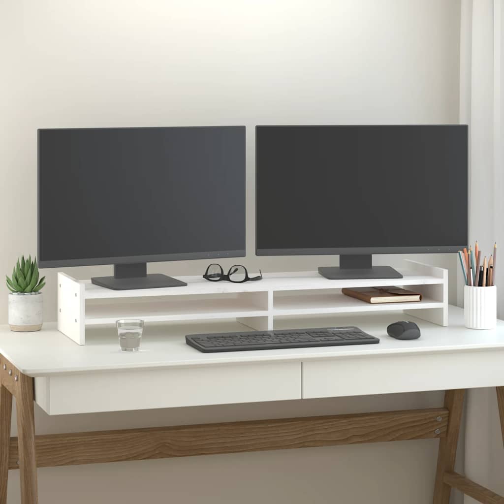 Vidaxx support pour moniteur 100x27x15 cm bois de pin massif blanc