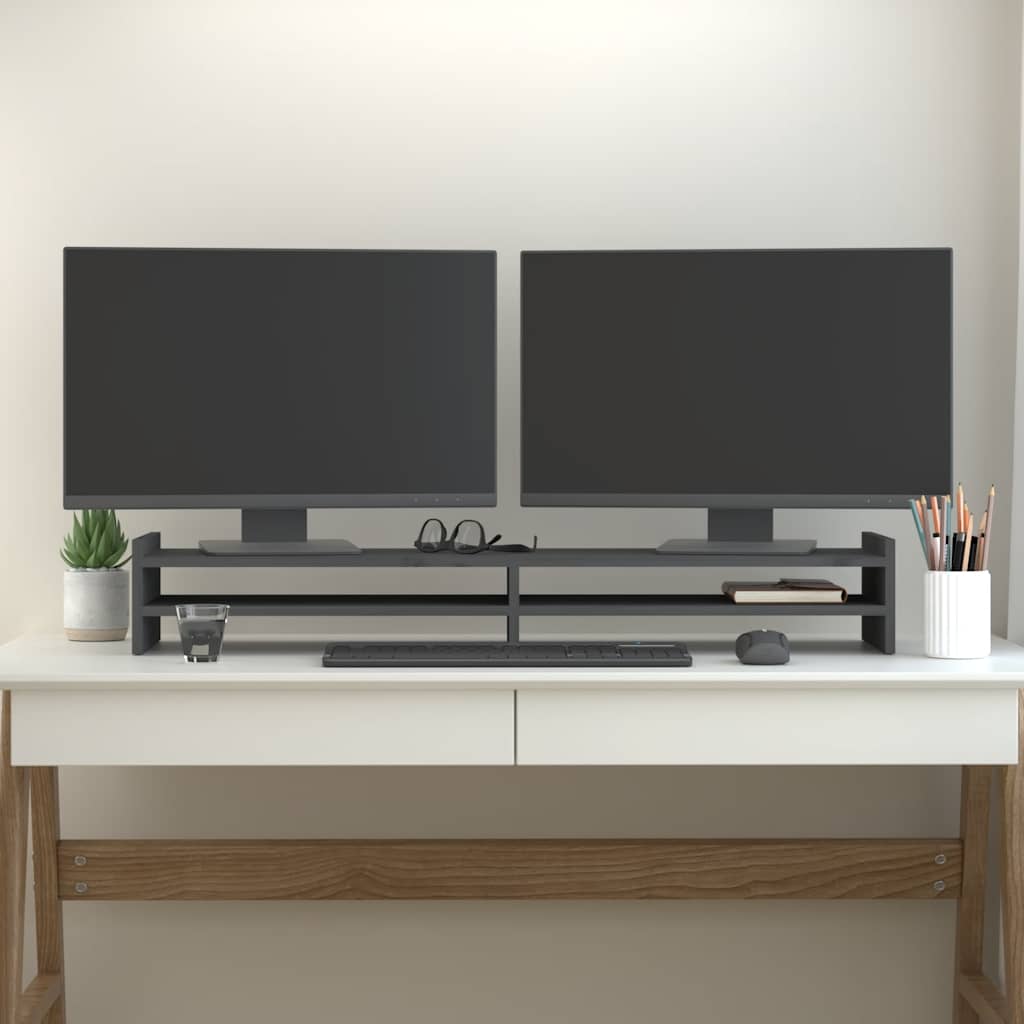 Vidaxx support pour moniteur 100x27x15 cm bois de pin massif gris