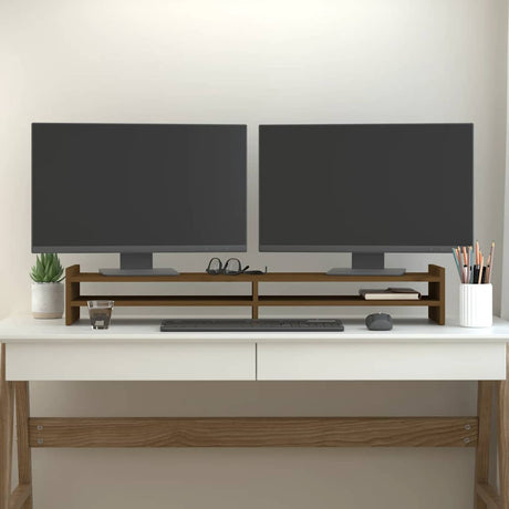 Vidaxxl support pour écran 100x27x15 cm bois de pin massif marron miel