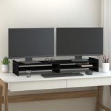 VidaXL Support pour moniteur 100x27x15 cm bois de pin massif noir