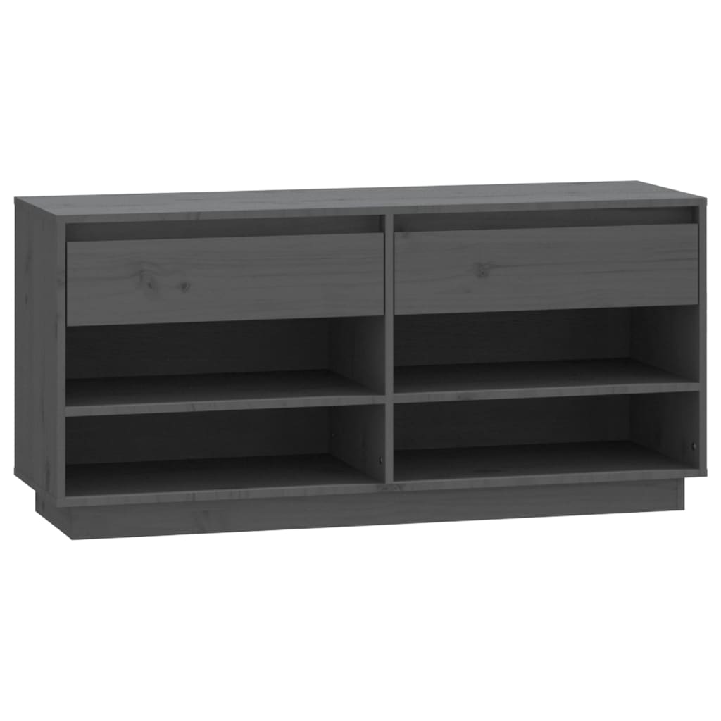 Vidaxl Cabinet da scarpe 110x34x52 cm Grigio in pino solido