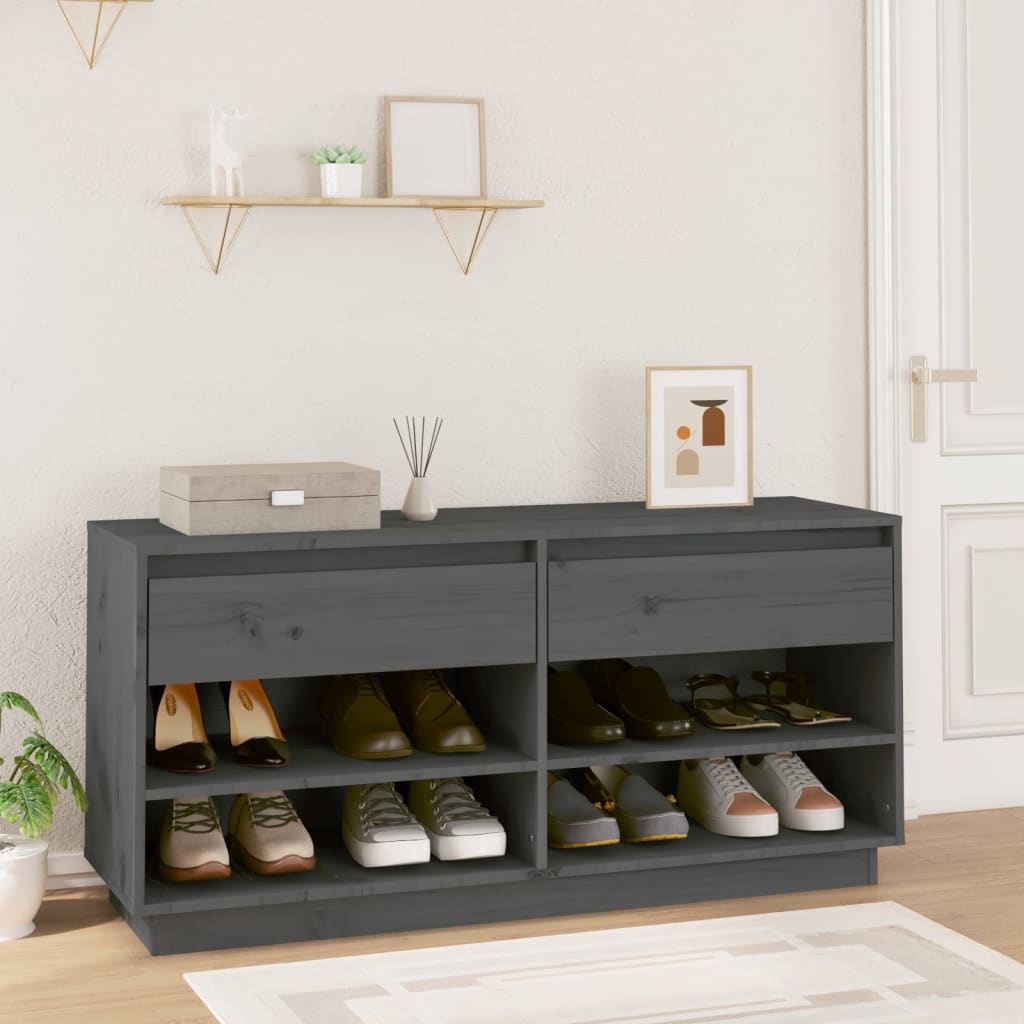 Vidaxl Shoe cabinet 110x34x52 cm Solid pine Gray