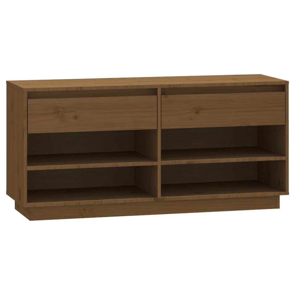 Vidaxl Shoe Cabinet 110x34x52 cm Solid Pine Honey Brown