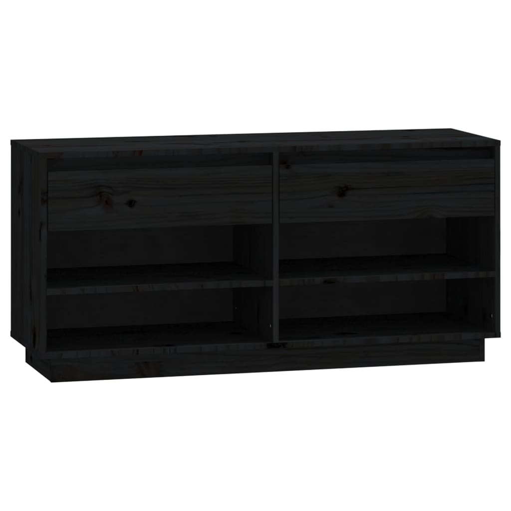 Vidaxl Shoe Cabinet 110x34x52 cm Solid fyrretræ sort