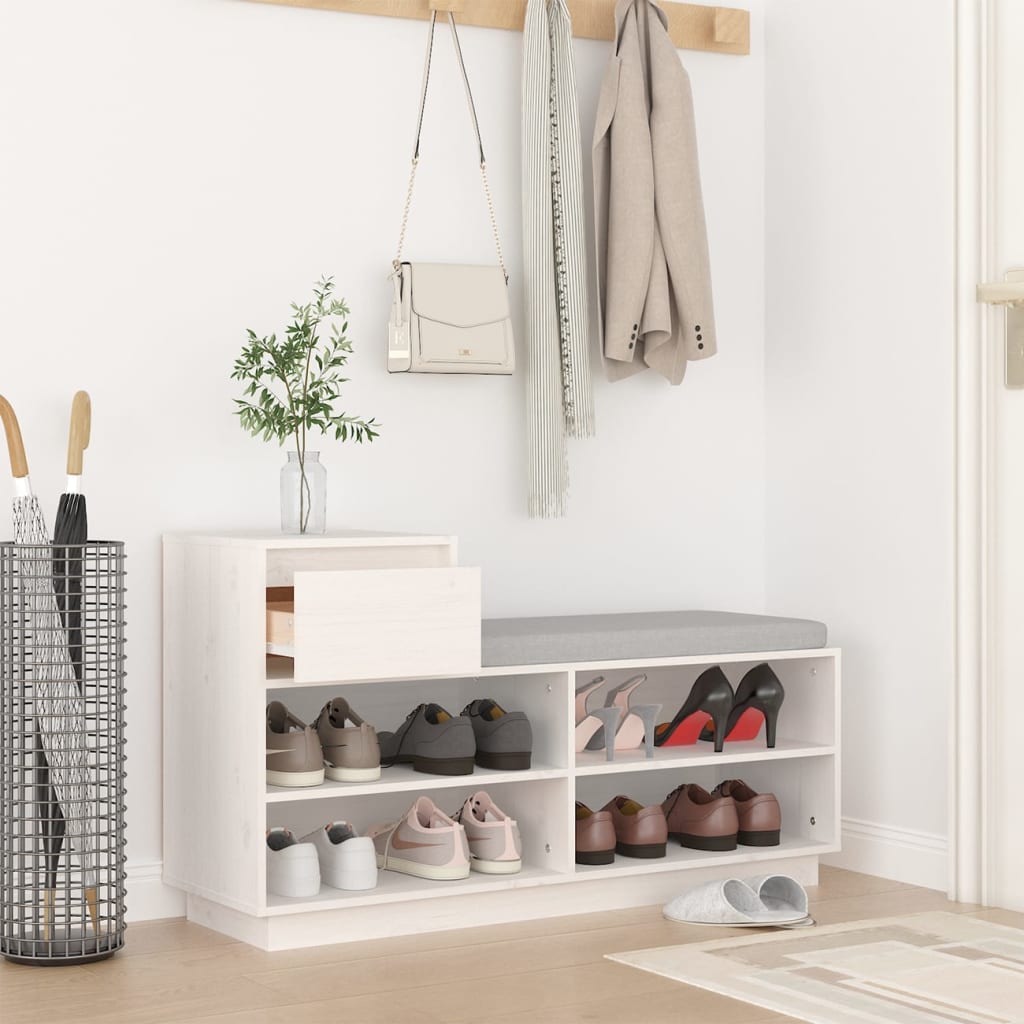 Vidaxx armoire à chaussures 110x34x61 cm bois de pin massif blanc