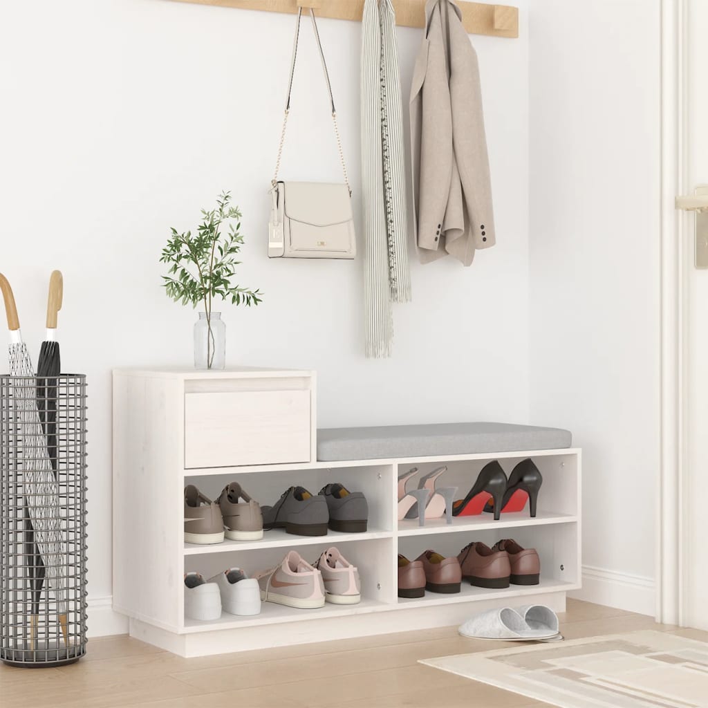 Vidaxx armoire à chaussures 110x34x61 cm bois de pin massif blanc