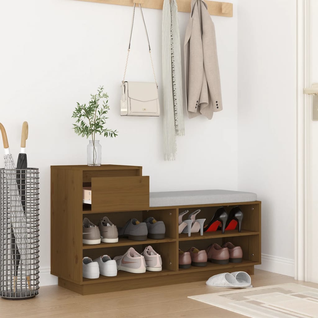 Vidaxx armoire à chaussures 110x34x61 cm bois de pin massif marron miel