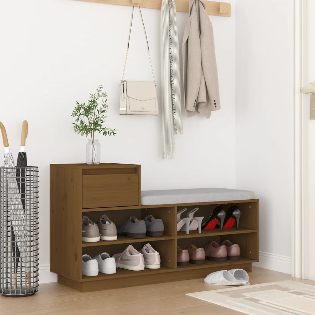 Vidaxx armoire à chaussures 110x34x61 cm bois de pin massif marron miel