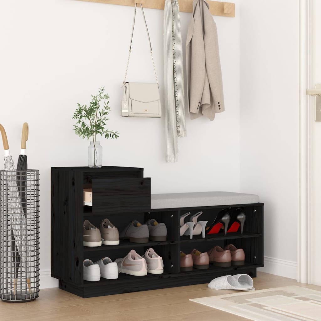 Vidaxx armoire à chaussures 110x34x61 cm bois de pin massif noir
