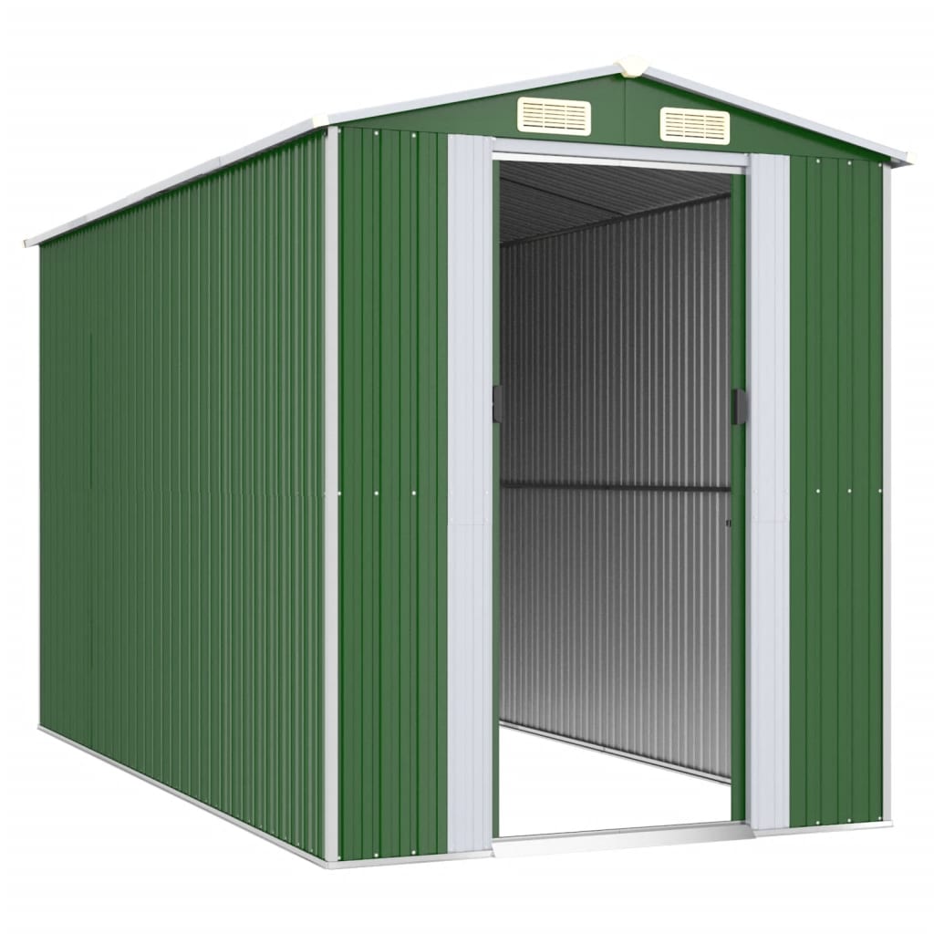 Vidaxl Garden Shed 192x357x223 cm galvanisert stålgrønn