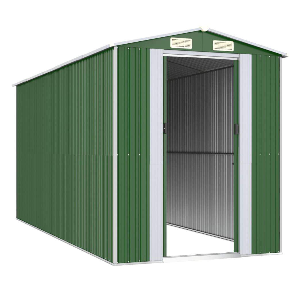 Vidaxl Garden Shed 192x440x223 cm galvanisert stålgrønn