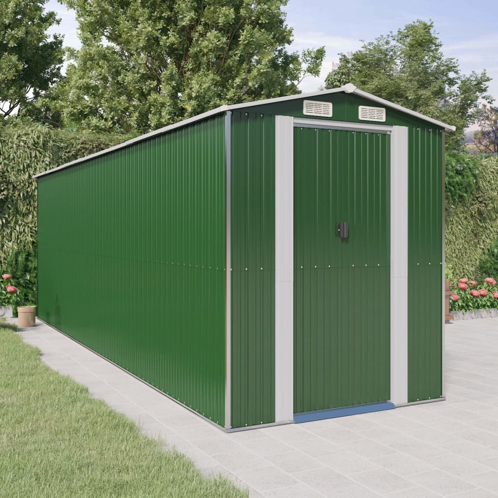 Vidaxl Garden Shed 192x606x223 cm galvanisert stålgrønn