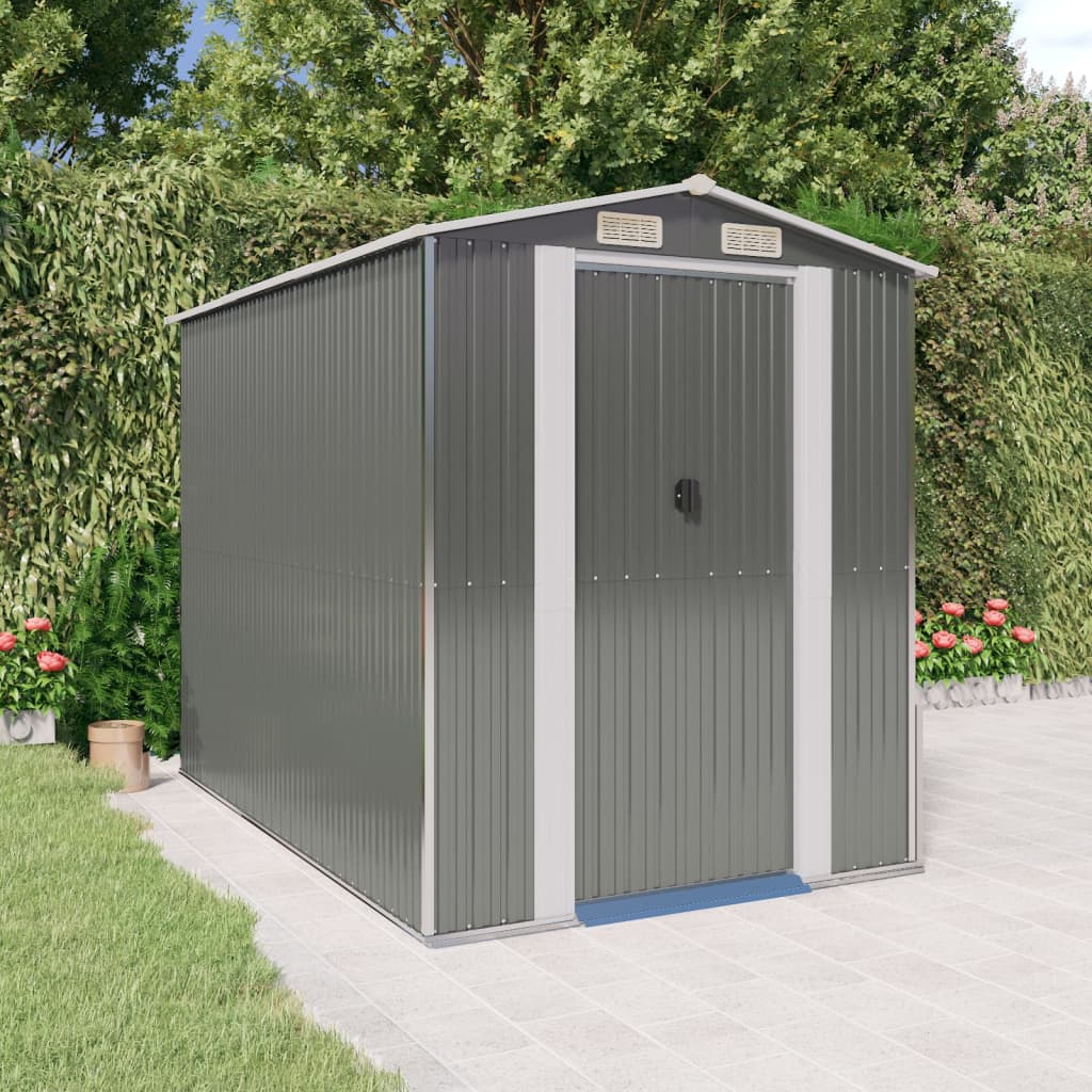 Vidaxl Garden Shed 192x274x223 cm galvanisert stål lys grå