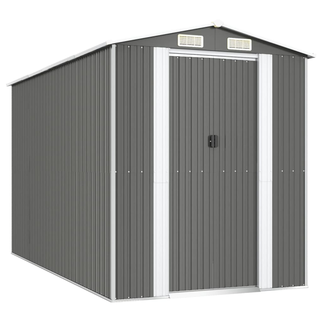 Vidaxl Garden Shed 192x357x223 cm galvanisert stål lys grå