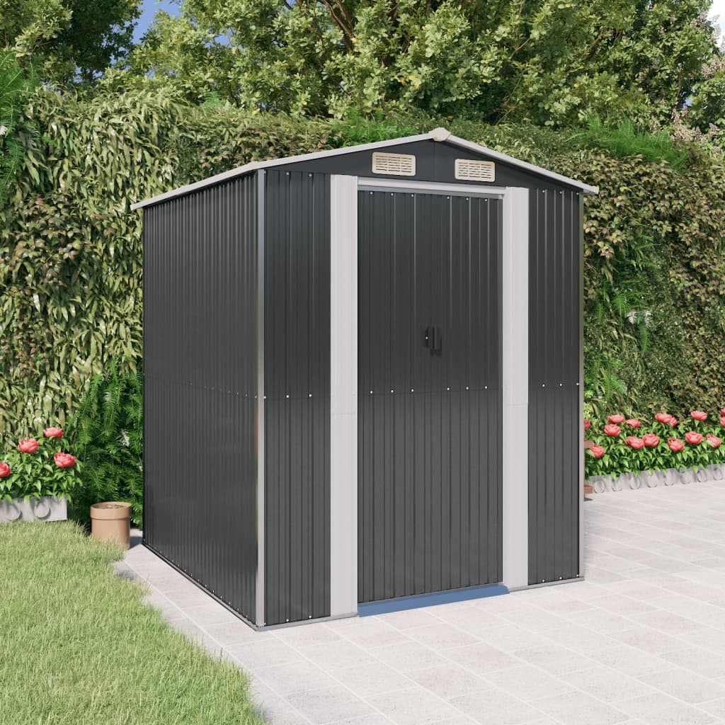 Vidaxl Garden Shed 192x191x223 cm galvanisert stål Antracitt -farget