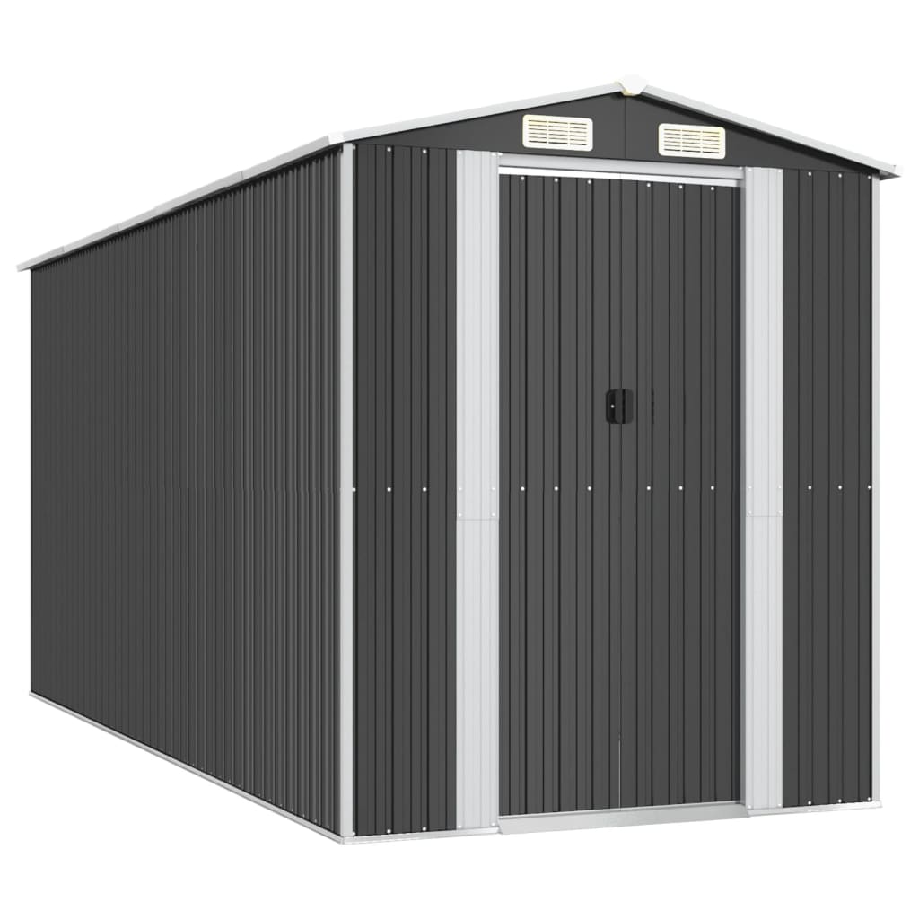 Vidaxl Garden Shed 192x440x223 cm galvanisert stål Antracitt -farget