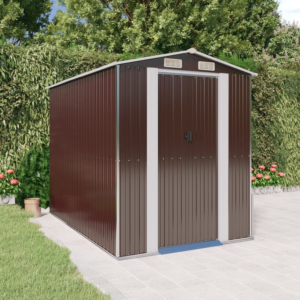 Vidaxl Garden Shed 192x274x223 cm in acciaio zincato scuro marrone