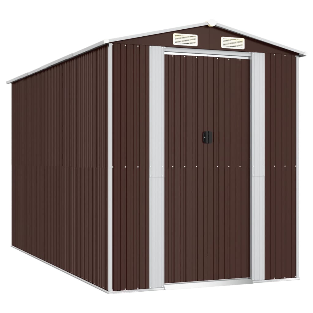 Vidaxl Garden Shed 192x357x223 cm galvanisert stål mørkebrun