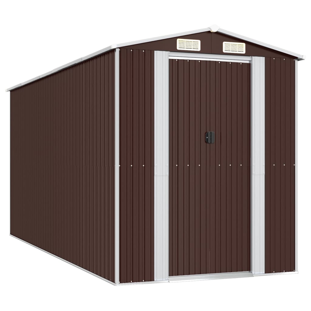 Vidaxl Garden Shed 192x440x223 cm pocinkano jeklo temno rjava