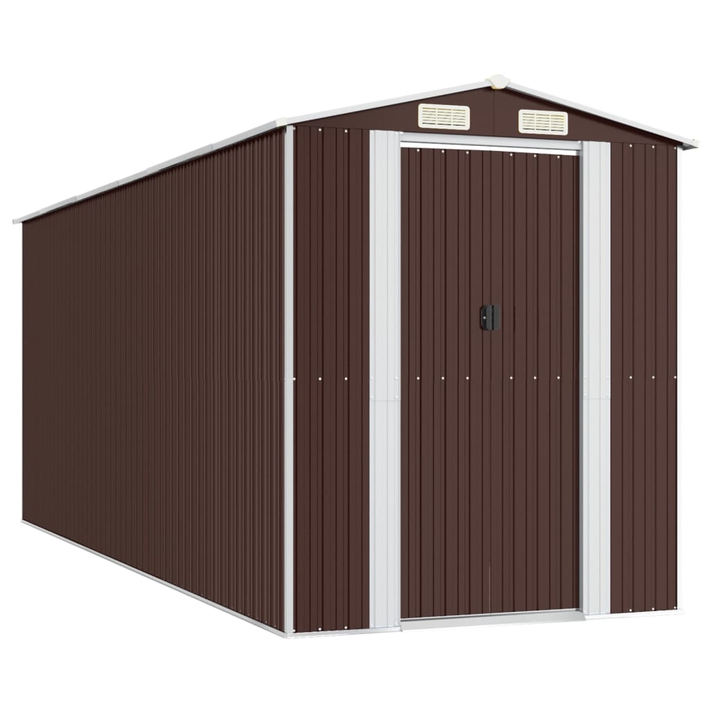 Vidaxl Garden Shed 192x523x223 cm de acero galvanizado marrón oscuro