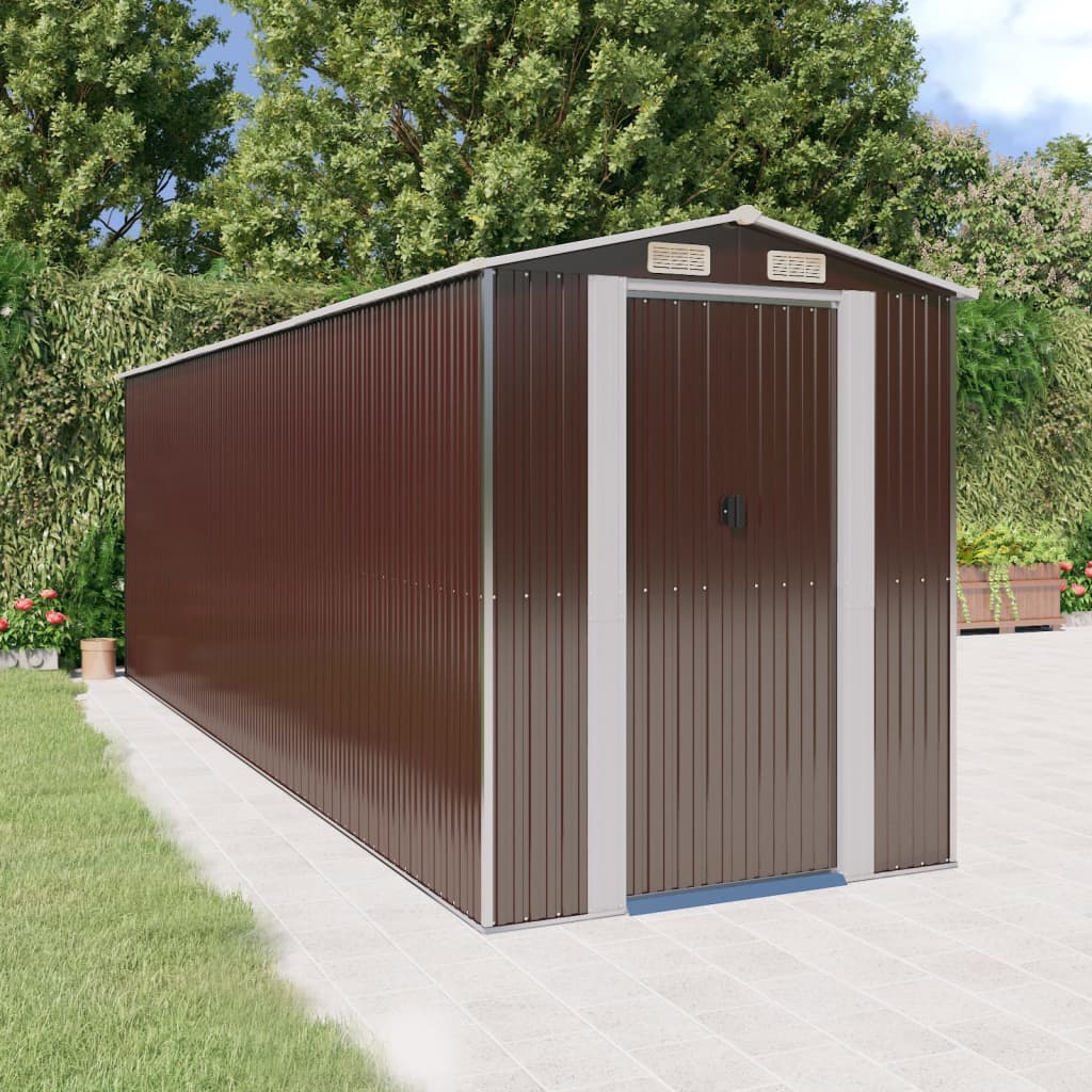 Vidaxl Garden Shed 192x606x223 cm galvanizovaná ocel tmavě hnědá