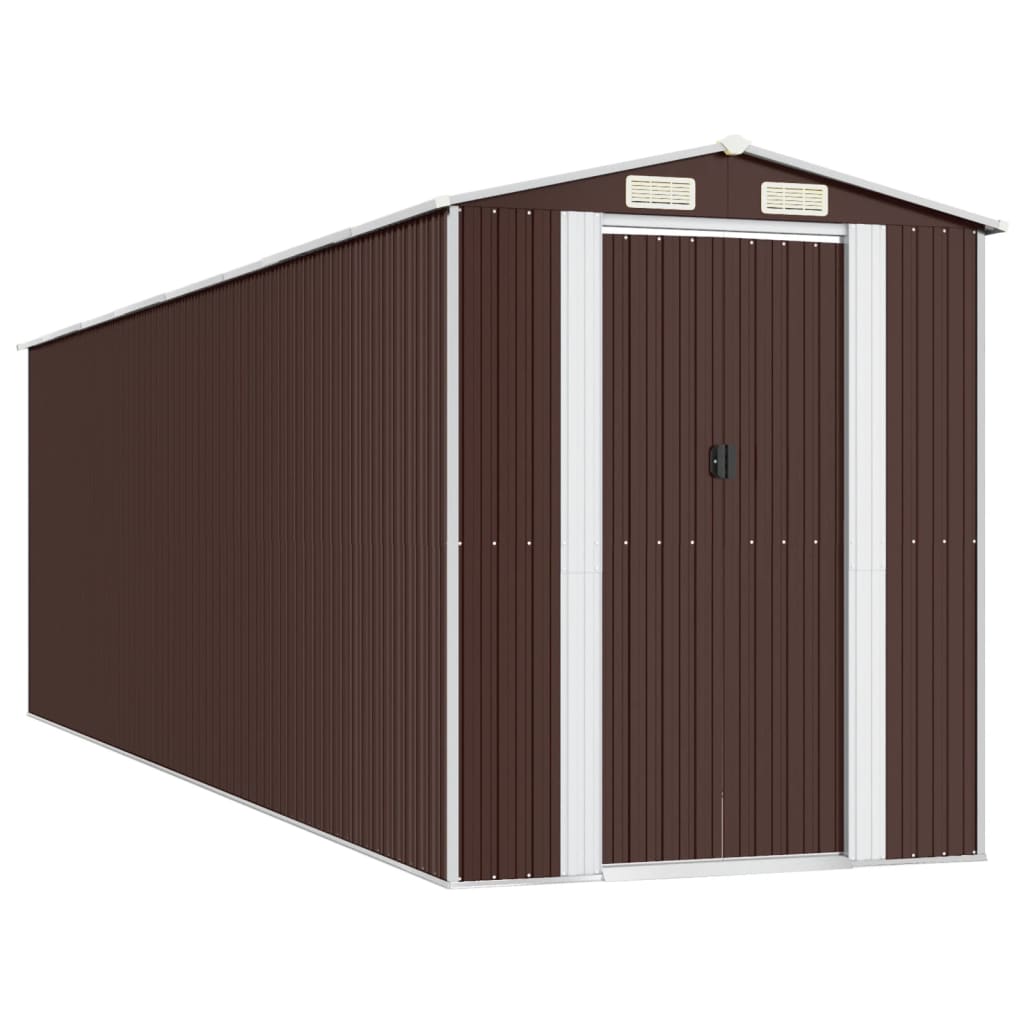 Vidaxl Garden Shed 192x689x223 cm Galvaniserat stål mörkbrunt