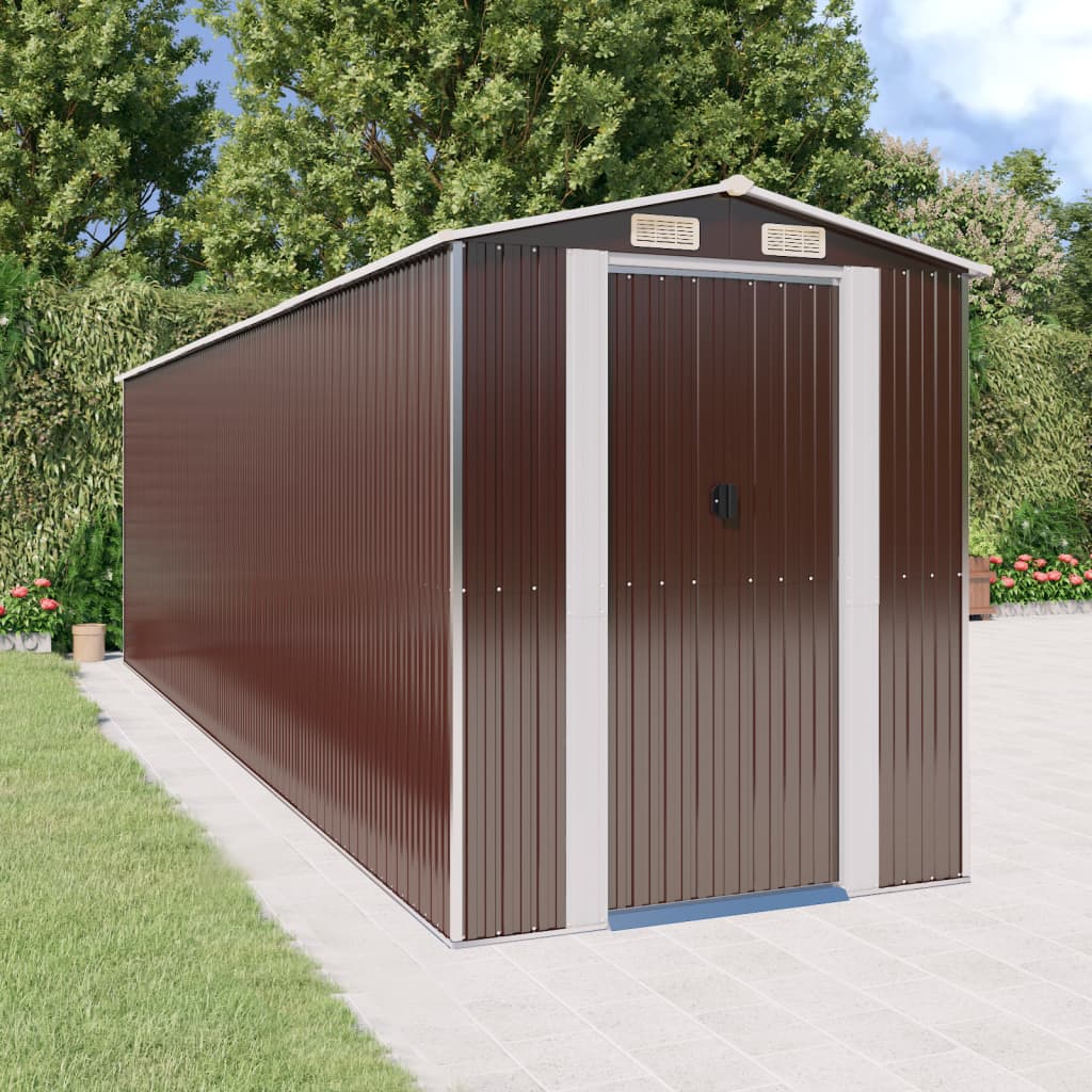 Vidaxl Garden Shed 192x689x223 cm verzinkter Stahl dunkelbraun