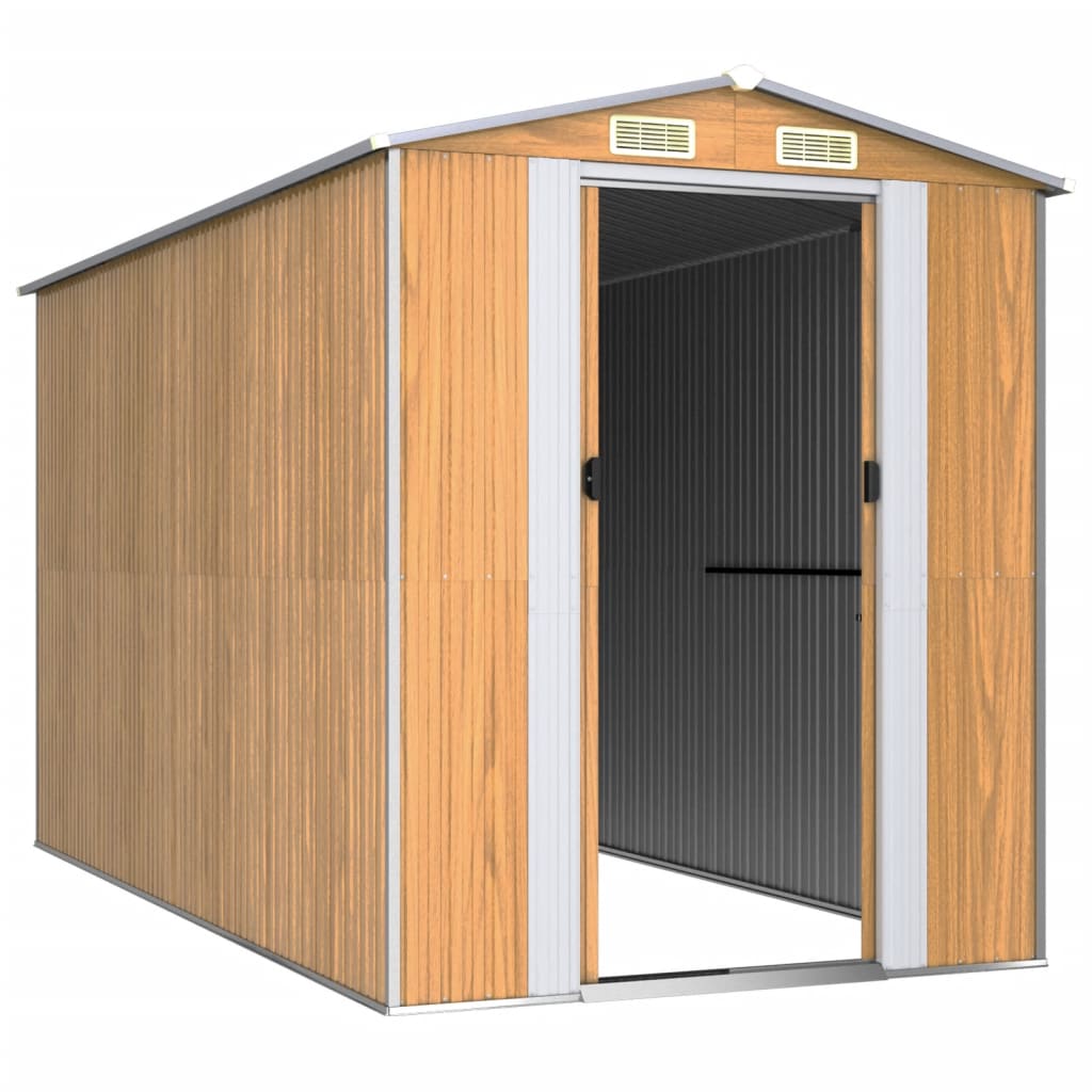 Vidaxl Garden Shed 192x357x223 cm galvanisert stål lysebrun