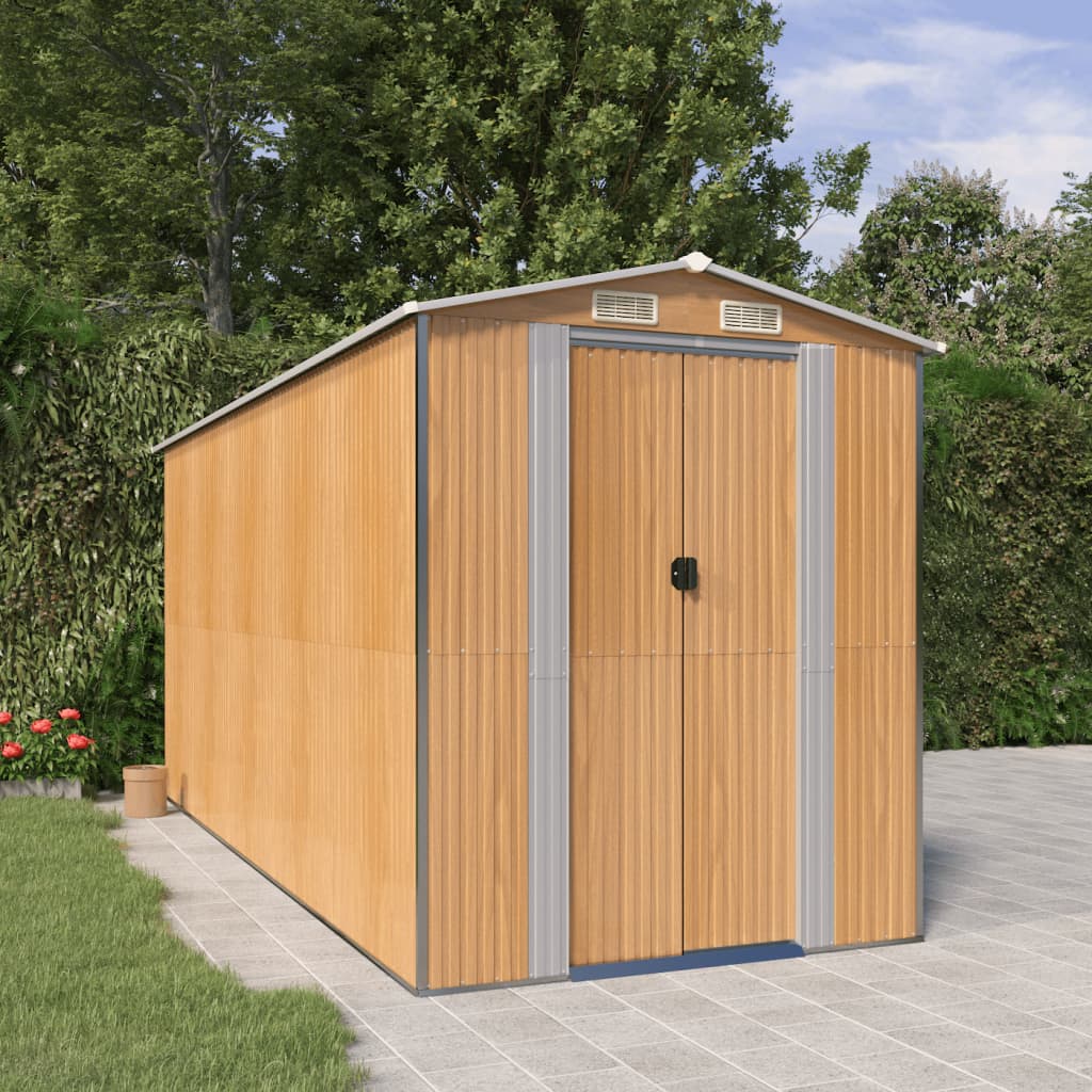 Vidaxl Garden Shed 192x440x223 cm galvanisert stål lysebrun