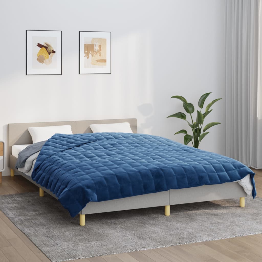 VIDAXL Coperta debole 220x235 cm 11 kg di tessuto blu