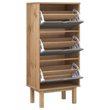 Vidaxl meuble à chaussures otta 3 tiroirs en bois de pin massif marron et gris