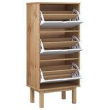 Vidaxl meuble à chaussures otta 3 tiroirs en bois de pin massif marron et blanc